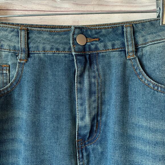 DAZY Denim Jean Midi Skirt Medium Wash A-Line Raw Hem Size XL - Picture 11 of 14